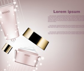 Cosmetic poster template with beige background vector 03