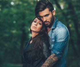 Couple taking pictures Stock Photo