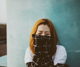 Cover up smiling girl Stock Photo