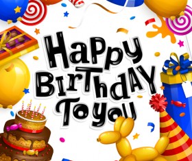 Cute birthday background vectors material