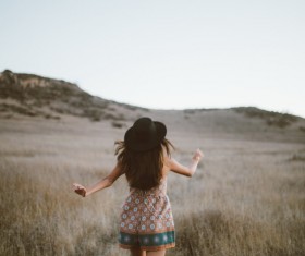 Cute girl back shadow Stock Photo
