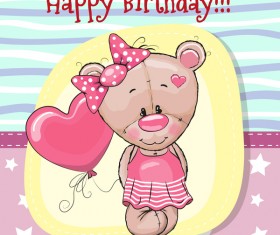 Cute happy birthday baby card vectors 01