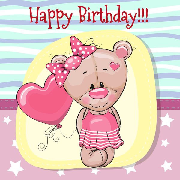 Cute happy birthday baby card vectors 01