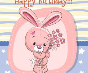 Cute happy birthday baby card vectors 02
