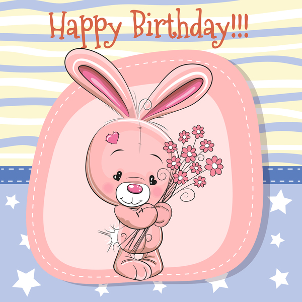 Cute happy birthday baby card vectors 02