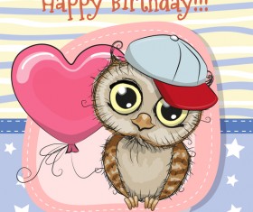 Cute happy birthday baby card vectors 05