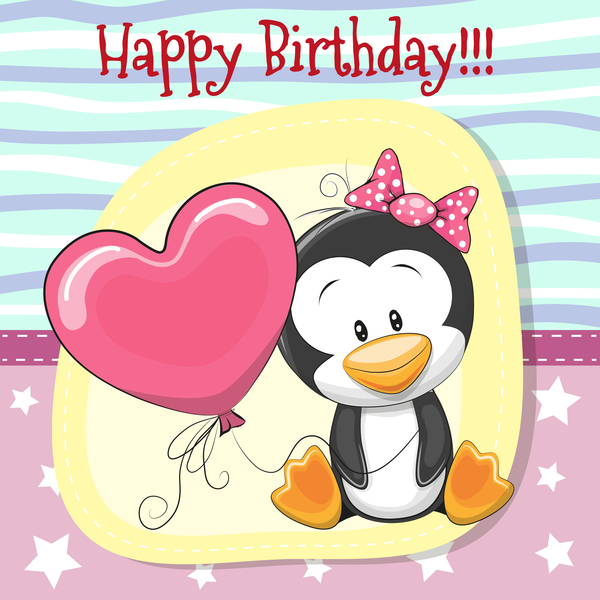 Cute happy birthday baby card vectors 06