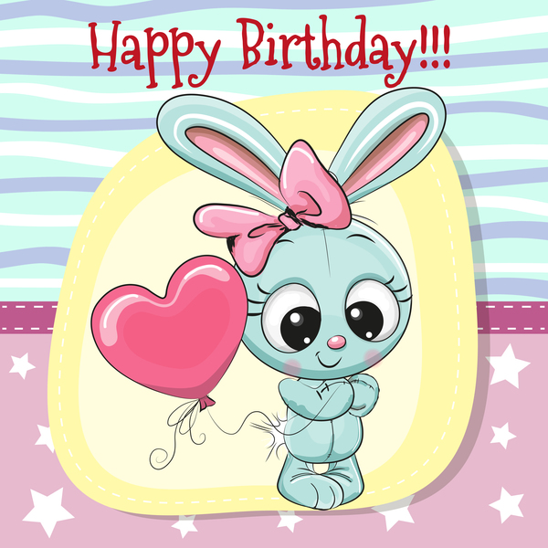 Cute happy birthday baby card vectors 07