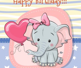 Cute happy birthday baby card vectors 08