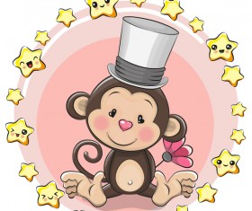 Cute stars frame with little animal vector 02