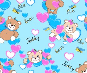 Cute teddy bears seamless pattern vector material 08