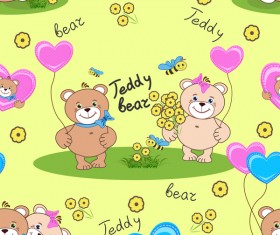 Cute teddy bears seamless pattern vector material 10