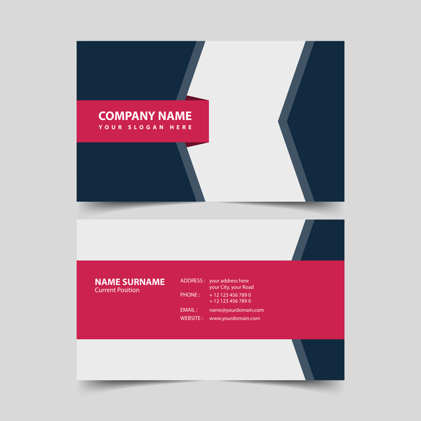 Dark blue with red business card remplate vector