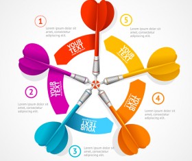 Darts with infographic template vector 01