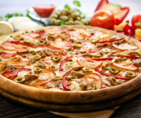 Delicious tomato pizza Stock Photo