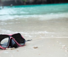 Diving mirror on the beach Stock Photo