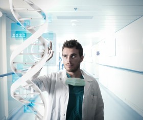Doctors touch a perspective spirochete Stock Photo