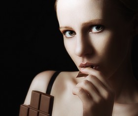 Eat chocolate woman Stock Photo 09