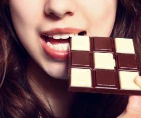 Eat chocolate woman Stock Photo 16