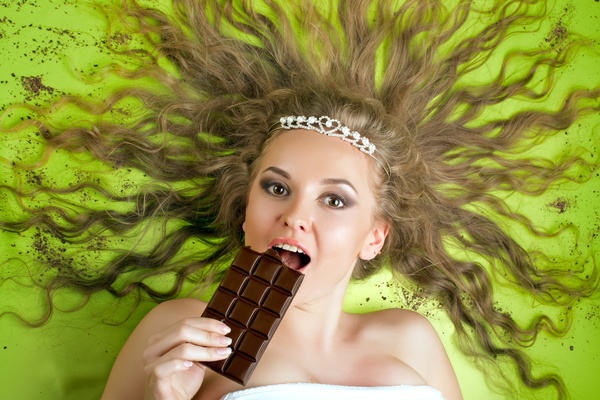 Eat chocolate woman Stock Photo 19