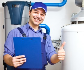 Electrical maintenance personnel Stock Photo