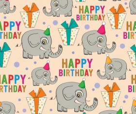 Elephant with happy birthday seamless pattern vector