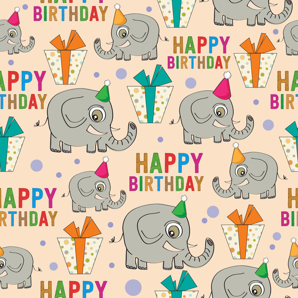 Elephant with happy birthday seamless pattern vector
