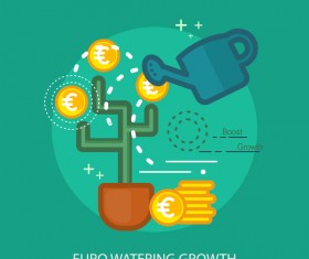 Euro Watering Growth Conceptual Design vector