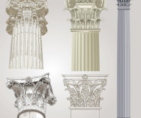 European style architecture columns vector material 01