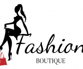 Fashion boutique background with beautiful girl vector 01