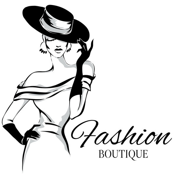 Fashion boutique background with beautiful girl vector 04
