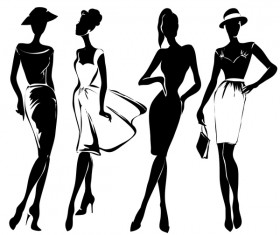 Fashion girls illustration vector set 02