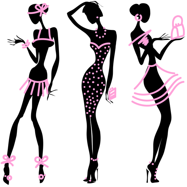 Fashion girls illustration vector set 04