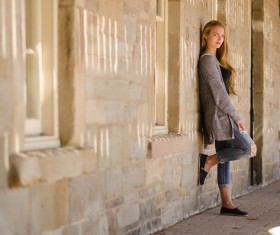 Fashion street shoot beautiful woman Stock Photo