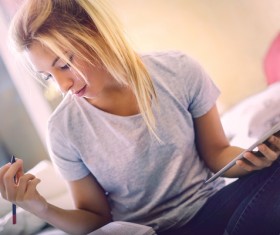 Find the girl for the information Stock Photo 03