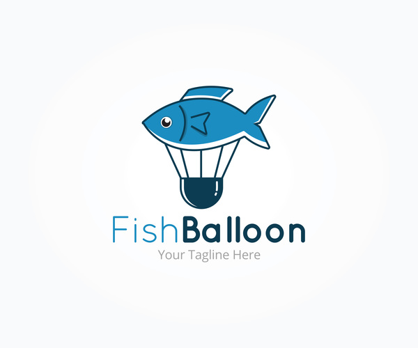 Fish balloon logo vector