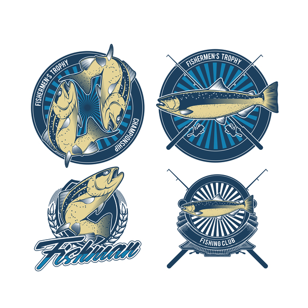 Fishermen trophy badge vector