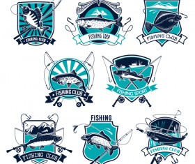 Fishing club emblem design vector