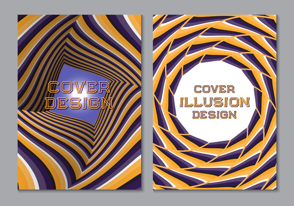 Flyer and brochure cover illusion design vector 03