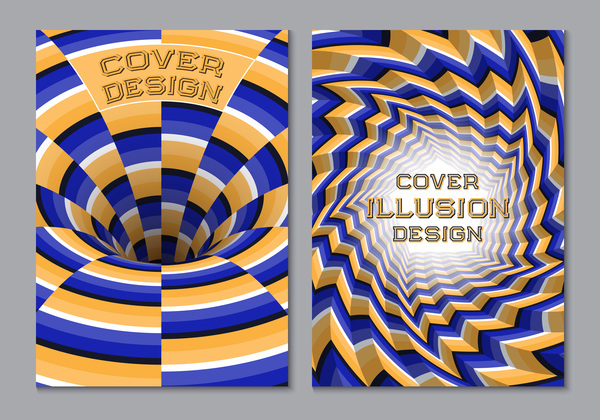 Flyer and brochure cover illusion design vector 04