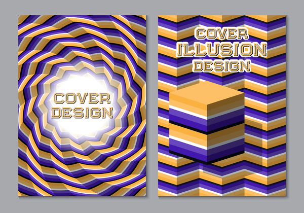 Flyer and brochure cover illusion design vector 05