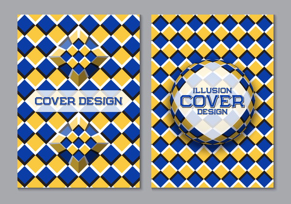 Flyer and brochure cover illusion design vector 07