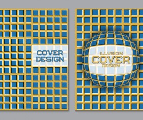Flyer and brochure cover illusion design vector 09