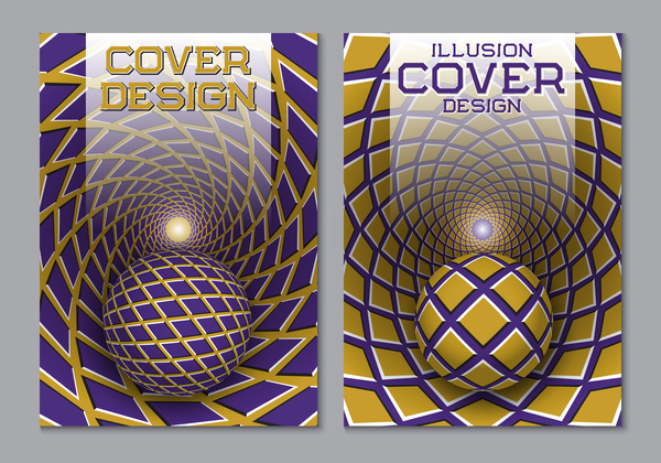 Flyer and brochure cover illusion design vector 14
