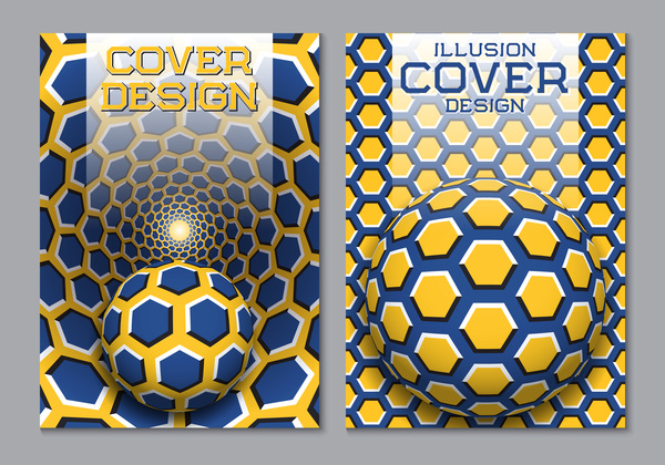 Flyer and brochure cover illusion design vector 16
