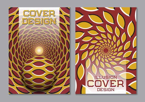 Flyer and brochure cover illusion design vector 17