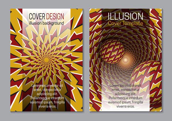 Flyer and brochure cover illusion design vector 21