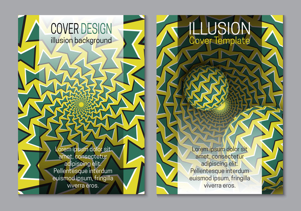 Flyer and brochure cover illusion design vector 22
