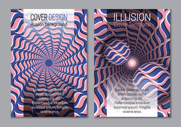 Flyer and brochure cover illusion design vector 23