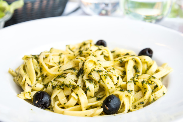 Garlic olive oil spaghetti Stock Photo